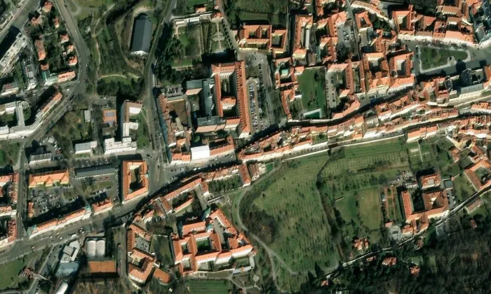 Černínský palác v Praze – letecký pohled