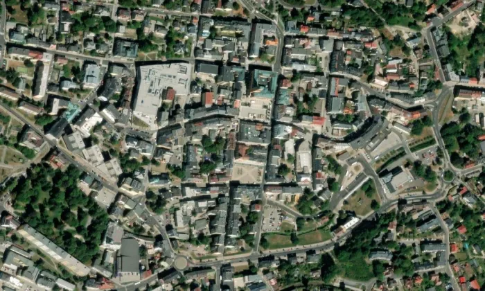 Alegorická socha Průmyslu – letecký pohled