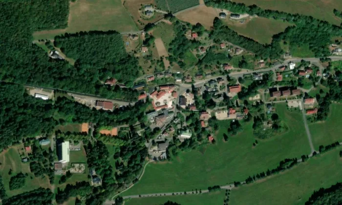 Areál centrálních lázní – letecký pohled