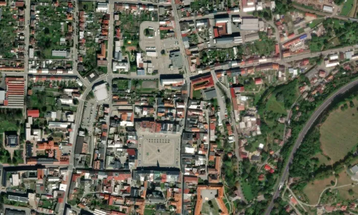Bývalá piaristická kolej – letecký pohled