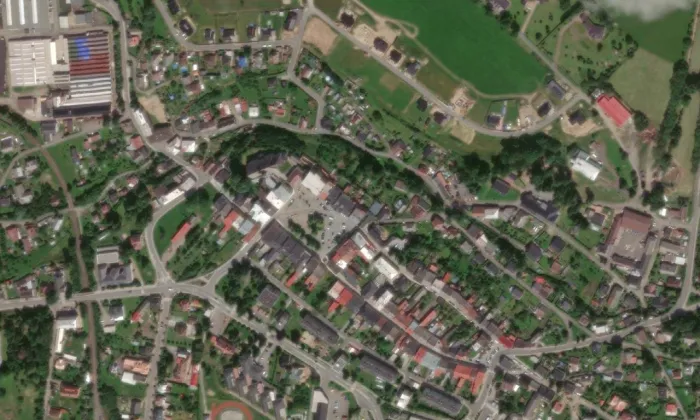 Bývalá radnice – letecký pohled