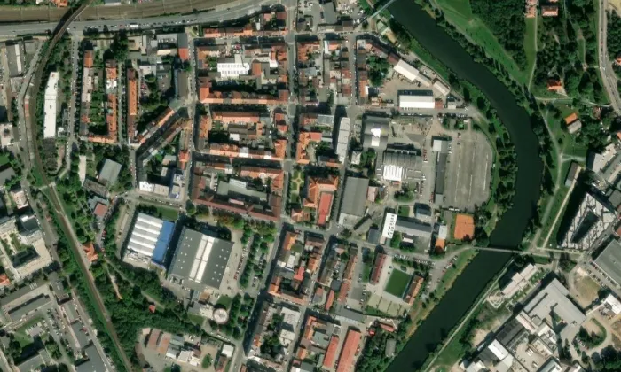 Benešova škola – letecký pohled