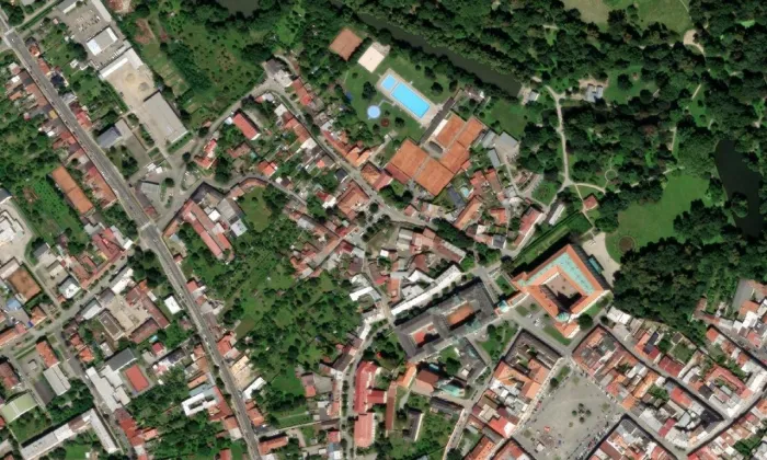 Biskupský pivovar – letecký pohled