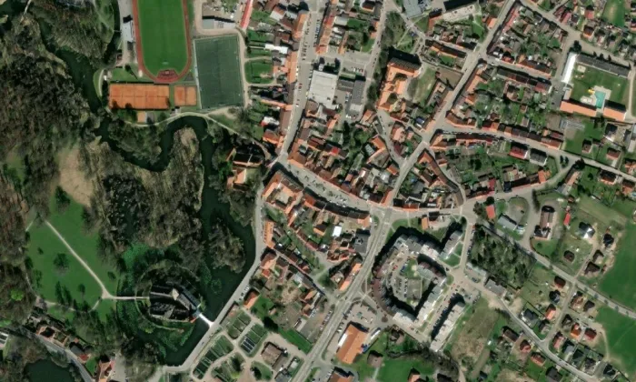 Blatenská věž – letecký pohled