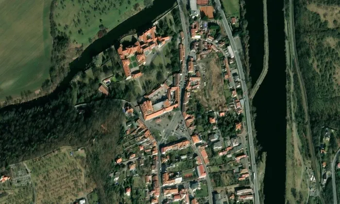 Boží muka fořta Jana Michny – letecký pohled