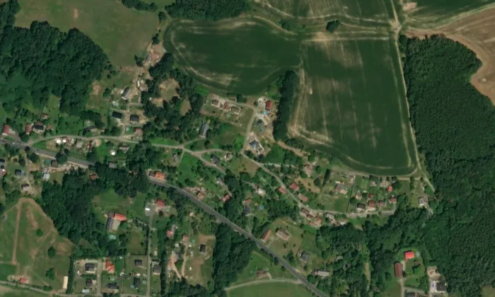 Bohatická rychta – letecký pohled