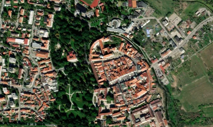 Budějovická brána – letecký pohled