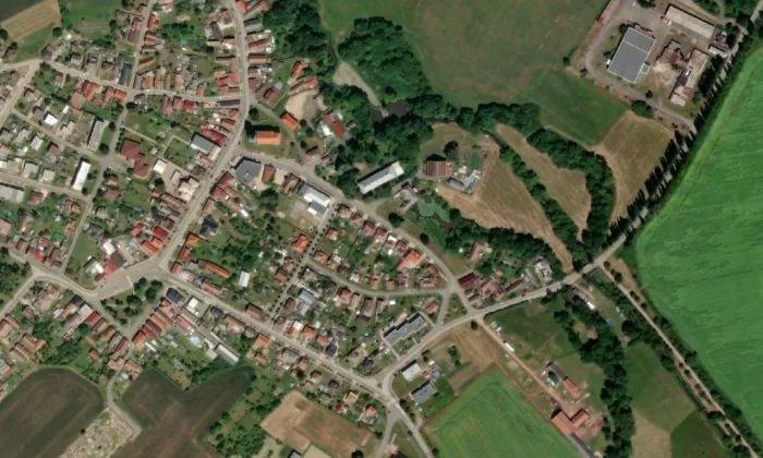 Budova lednice pivovaru – letecký pohled