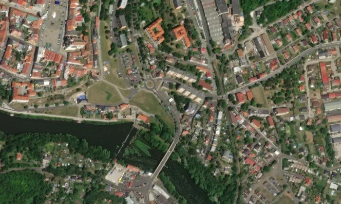 Bystřický můstek – letecký pohled