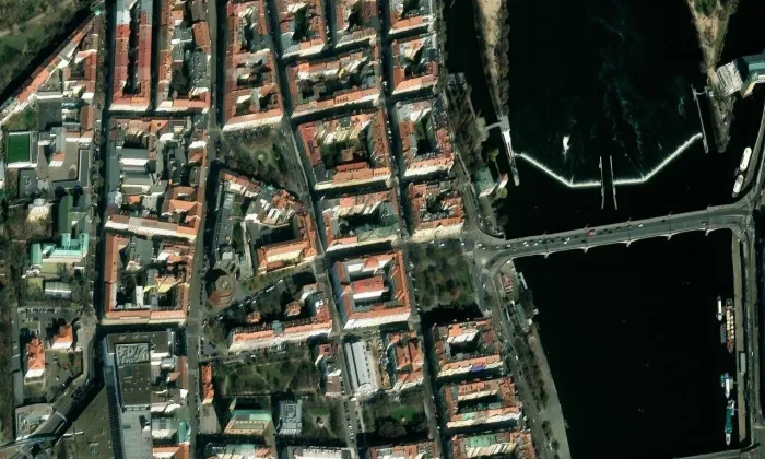 Dienzenhoferovy sady – letecký pohled