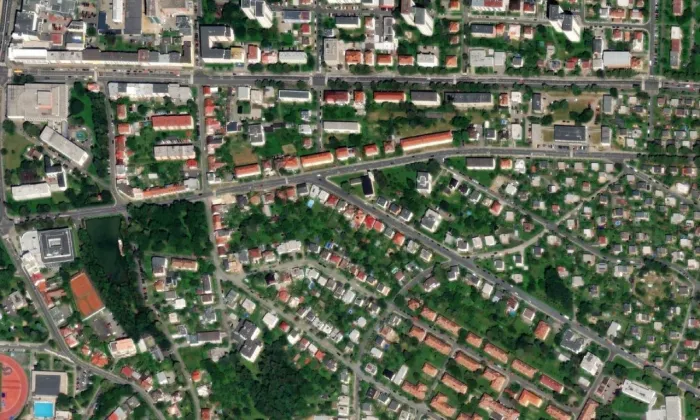 evangelický kostel ve Zlíně – letecký pohled