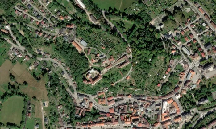 Haselburg – letecký pohled