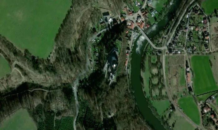 hrad Český Šternberk – letecký pohled
