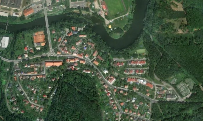 hrad Týnec nad Sázavou – letecký pohled