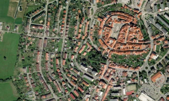 Hradební (Prachatice II) – letecký pohled