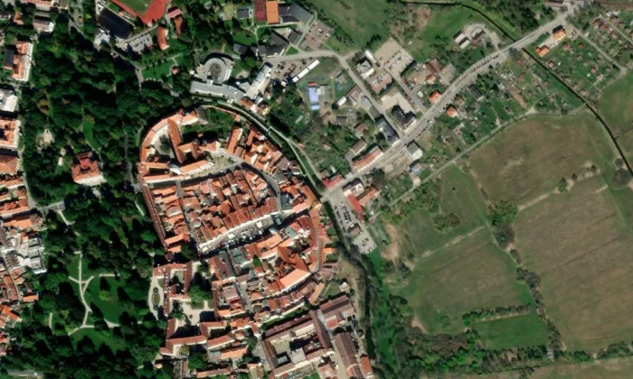 Hradecká brána (Třeboň) – letecký pohled