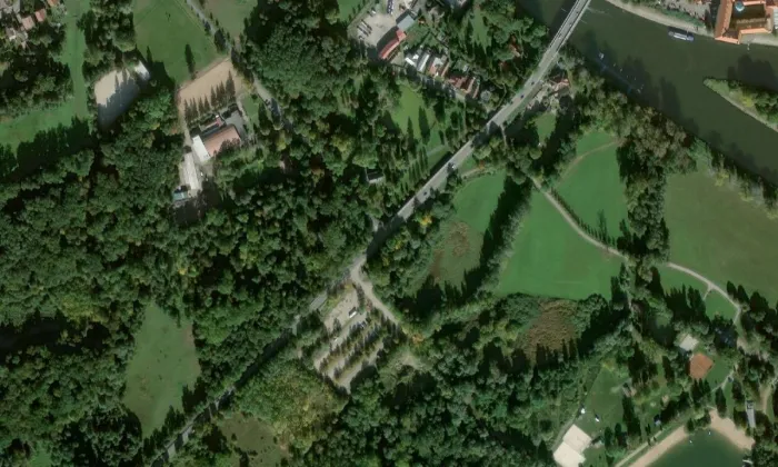 inundační most v Poděbradech – letecký pohled