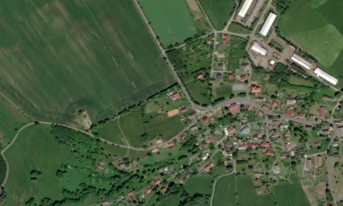 kaple Božského Srdce Páně (Borová) – letecký pohled