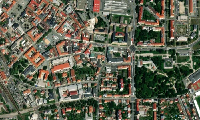 Kaple svatého Šebestiána – letecký pohled