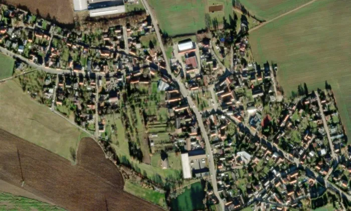 kaple svatého Floriána (Kyšice) – letecký pohled