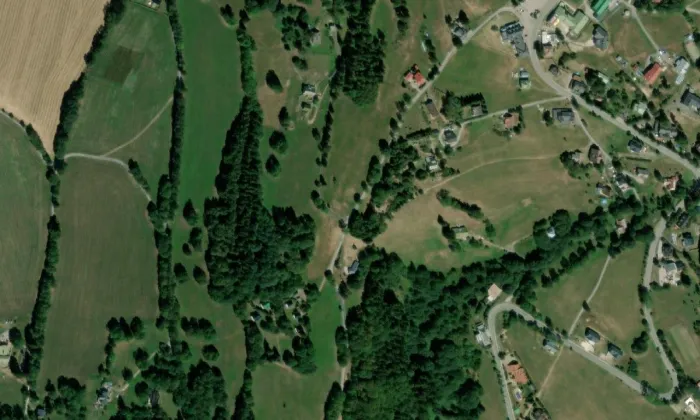 kaple svatého Huberta (Benecko) – letecký pohled