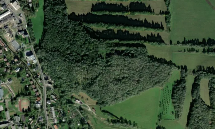 kaple svatého Rocha (Zlaté Hory) – letecký pohled