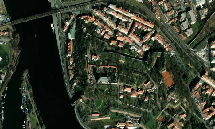 Karlachovy sady – letecký pohled