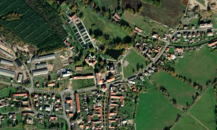 Kestřany – letecký pohled