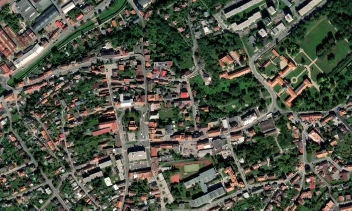 Klášter františkánský – letecký pohled