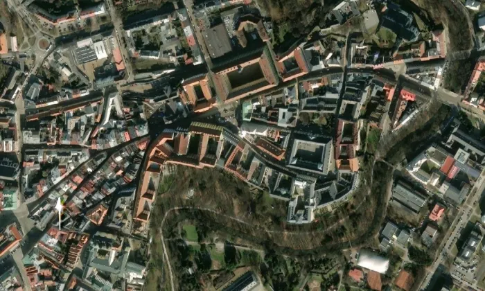 klášter klarisek v Olomouci – letecký pohled