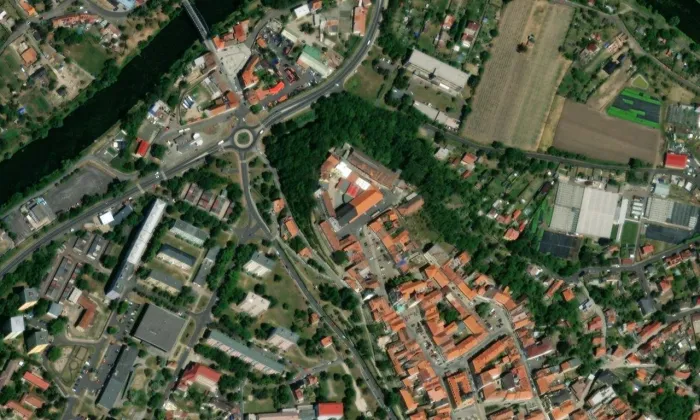 Klášter minoritů (Žatec) – letecký pohled