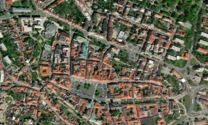 Klášter minoritů v Litoměřicích – letecký pohled