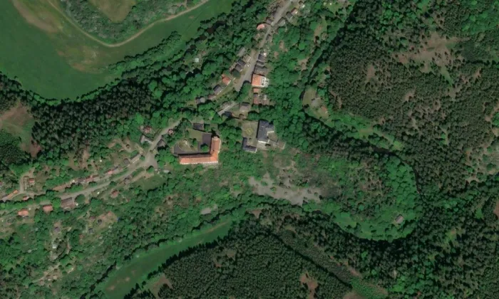 Klášter servitů (Rabštejn nad Střelou) – letecký pohled