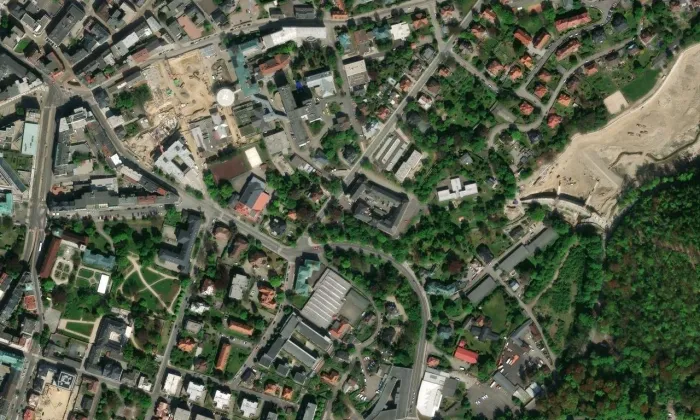 Klášter voršilek v Liberci – letecký pohled