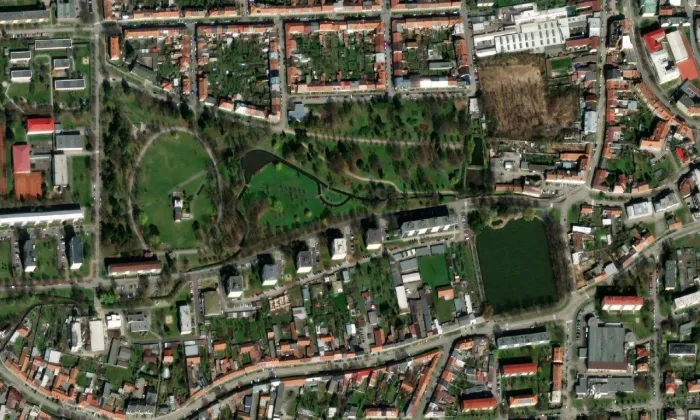 Kolářovy sady – letecký pohled