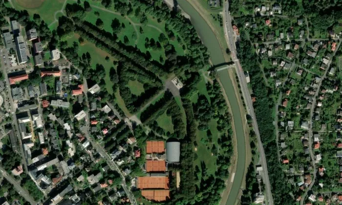 Komenského sady – letecký pohled