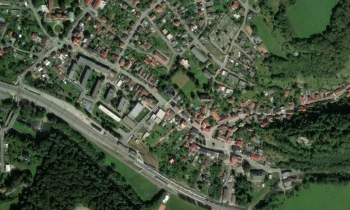 kostel Nanebevstoupení Páně (Brandýs nad Orlicí) – letecký pohled