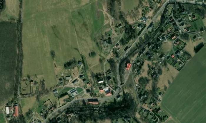Kostel Nanebevzetí Panny Marie (Nová Ves) – letecký pohled
