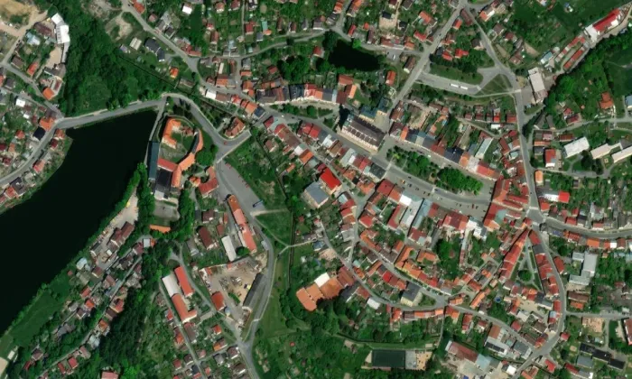 Kostel Nanebevzetí Panny Marie (Polná) – letecký pohled