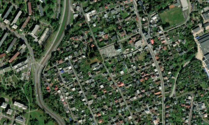 kostel Nanebevzetí Panny Marie (Třebovice) – letecký pohled