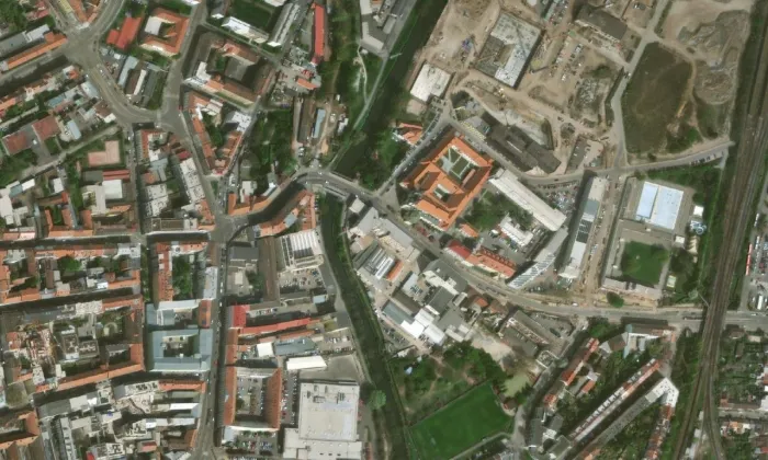 kostel Nanebevzetí Panny Marie (Zábrdovice) – letecký pohled