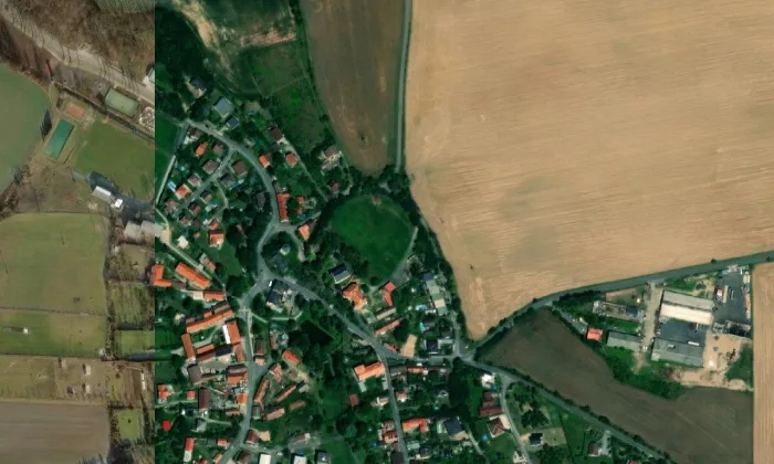 Kostel Narození svatého Jana Křtitele (Tuklaty) – letecký pohled