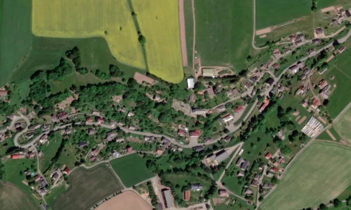 kostel Nejsvětější Trojice (Jamné nad Orlicí) – letecký pohled