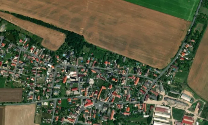 Kostel Povýšení svatého Kříže (Mečeříž) – letecký pohled