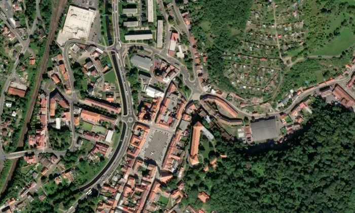 Kostel svaté Alžběty (Bílina) – letecký pohled