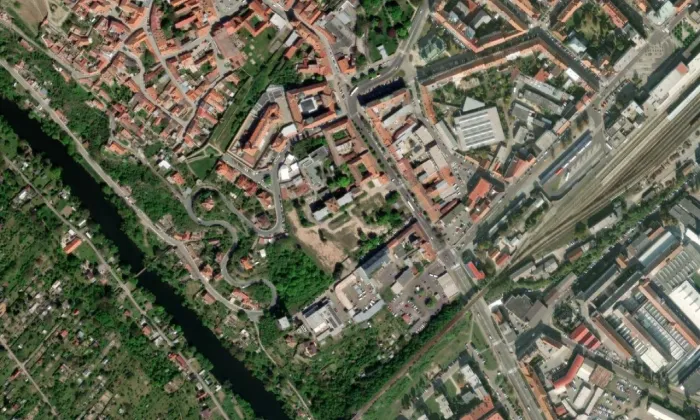 Kostel svaté Alžběty (Znojmo) – letecký pohled