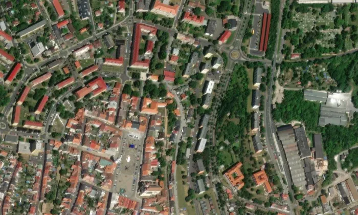 Kostel svaté Anny (Kadaň) – letecký pohled