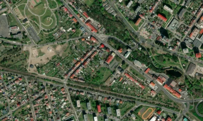 Kostel svaté Barbory (Chomutov) – letecký pohled