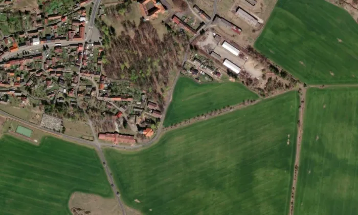 Kostel svaté Kateřiny (Nalžovy) – letecký pohled