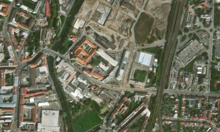 kostel svaté Kunhuty (Zábrdovice) – letecký pohled